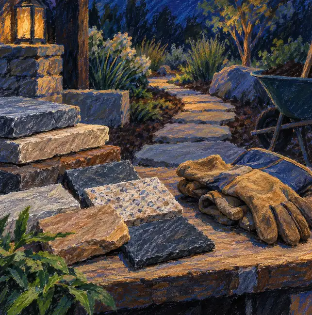 Illustration of landscaping businesses equipment and workspace